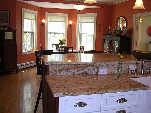 Kitchen opens to dining area.