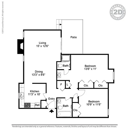 Floor plan SH LARGE 2 BD 2 BA FP
