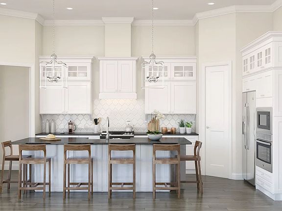 Kitchen with pendant lighting-Artist Rendering