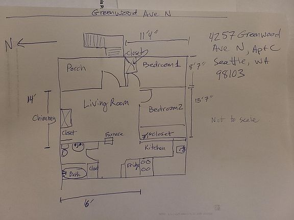 Floor plan. Not to scale.