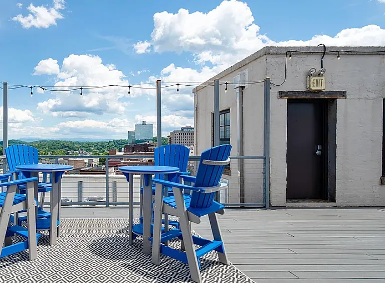 Rooftop deck with Smoky Mountain views _ exclusive to Sterchi residents