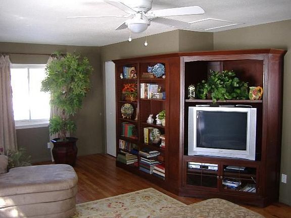 Oak built-ins  in the family room.