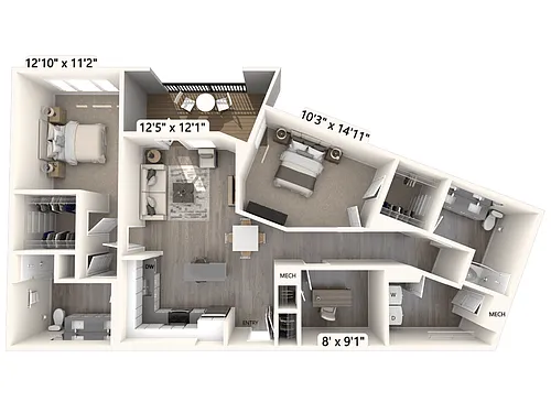 Floor plan B1DU