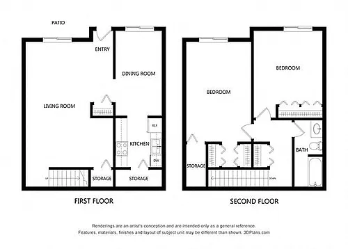 Floor plan Two Bedroom Townhome
