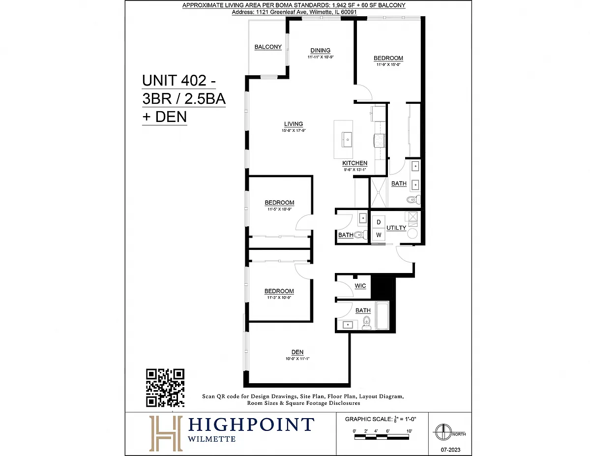 Floor plan 3 Bed 2.5 Bath + Den