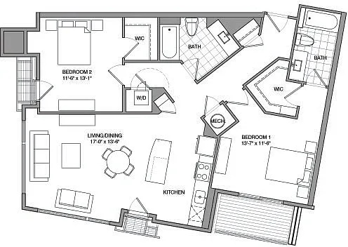 Floor plan 2 Bdrm K