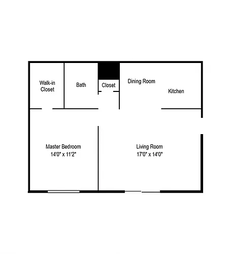Floor plan 1BR 1BA GARDEN