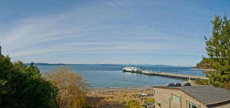 Waterfront views of Ferry Dock and Olympics