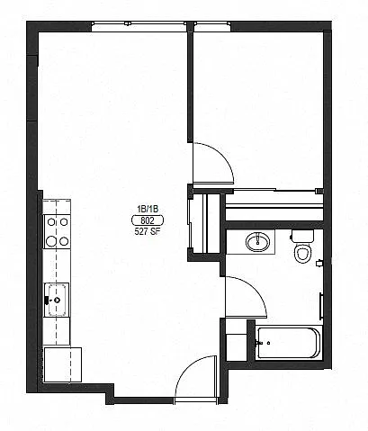 Floor plan One Bedroom One Bath A
