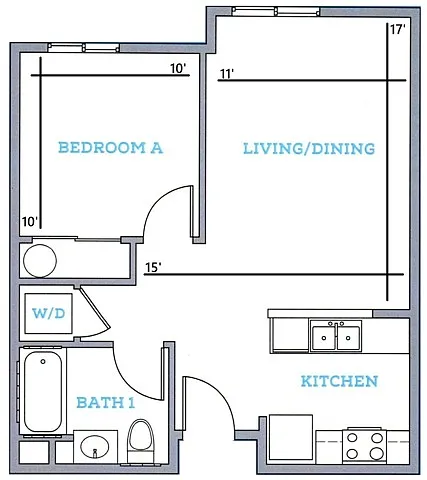 Floor plan 1BR/1BA - F Deluxe