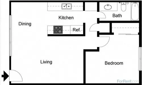 Floor plan 1 Bedroom 1 Bath