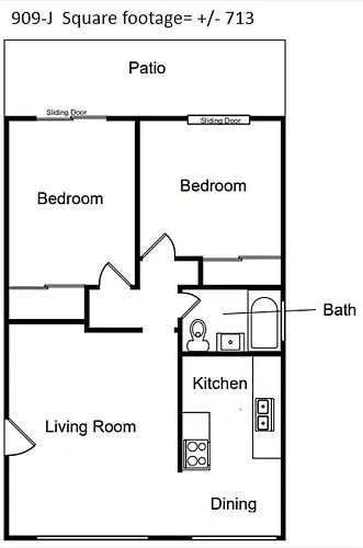 Floor plan 2 Bedroom 1 Bath