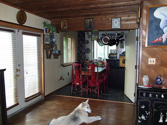 Dining with view of doors to porch