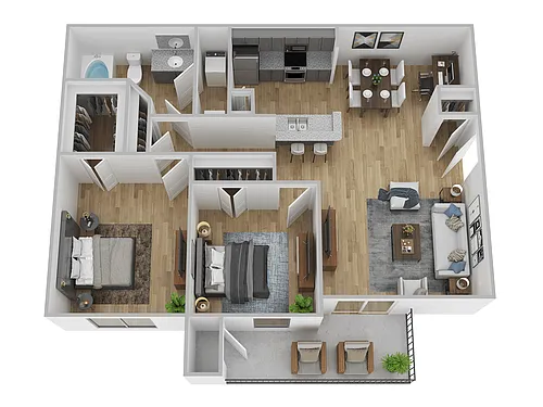 Floor plan 2 Bed, 1 Bath A
