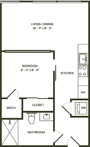Floor plan Junior One Bedroom A