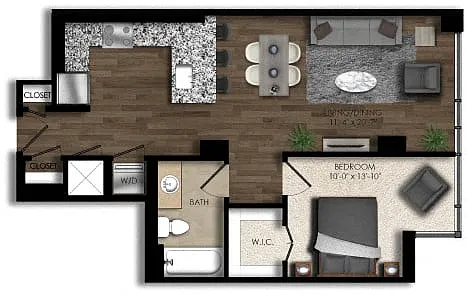 Floor plan 1 Bed/1 Bath-5E
