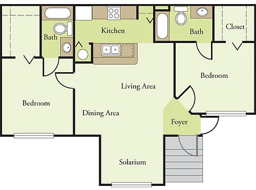 Floor plan Two Bedroom Two Bath 60%