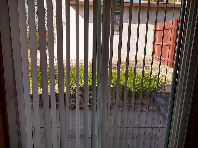 the fence runs along the north aspect of the property so this sliding door gives access to a private fenced in yard now!