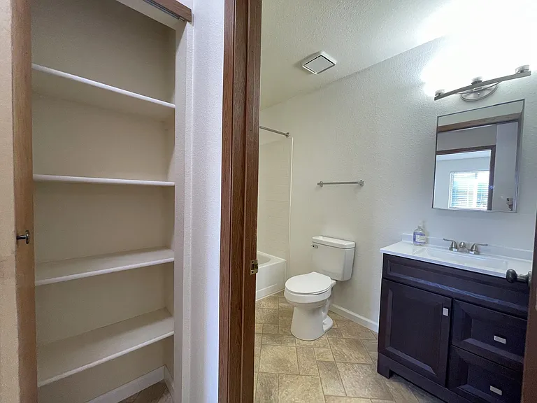 Bathroom and linen closet