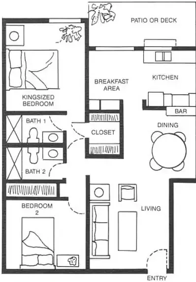 Floor plan 2 Bedroom 2 Bath