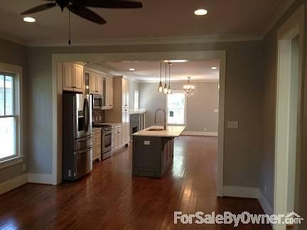 Looking into kitchen/dining from family room
