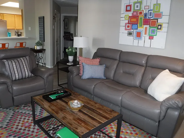 Leather reclining sofa
