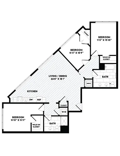 Floor plan 3 Bed/2 Bath-C2