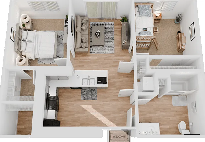 2 Bedroom Floorplan Diagram