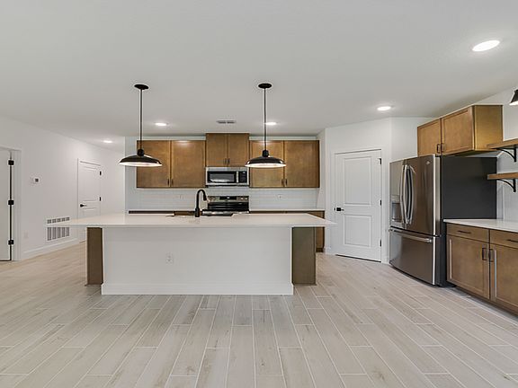 Kitchen with pendant lighting