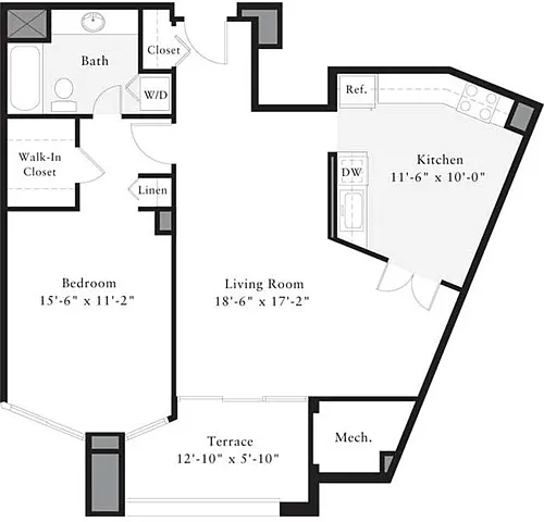 Floor plan 1 Bedroom Q