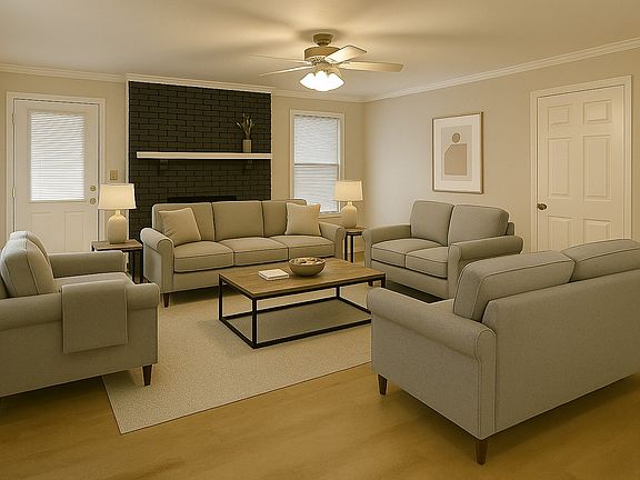 Living Room with Log Burning Fire Place