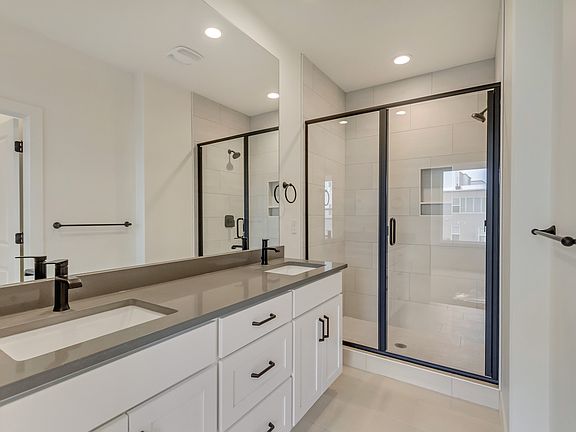 Full bathroom with his and her sinks in a sego home
