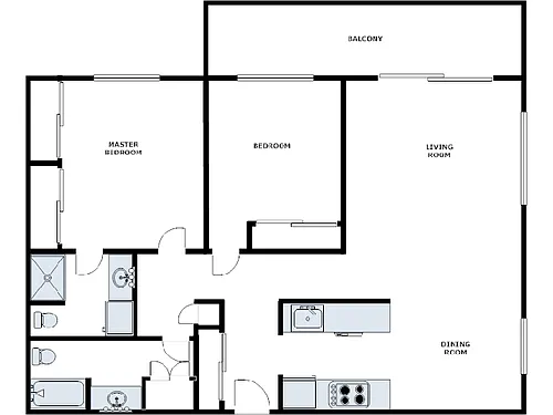 Floor plan 2 Bed / 2 Bath: Type B