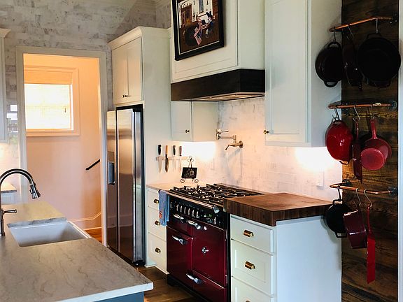 Aga stove, Carrara tiles