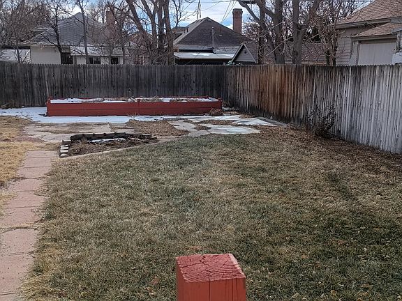 Back yard lawn and garden area