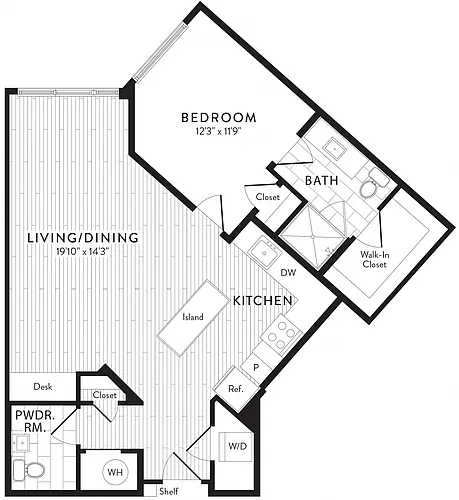 Floor plan A6 - 1 Bed_1.5 Bath