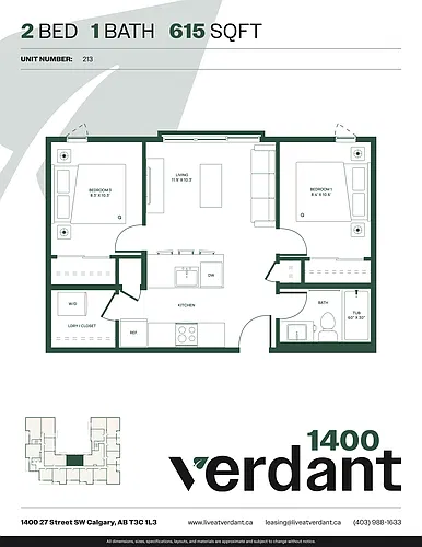 Floor plan 2 Bedroom 1 Bath 2 Bed 1 Bath