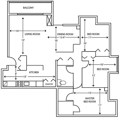 Floor plan 3 Bed A