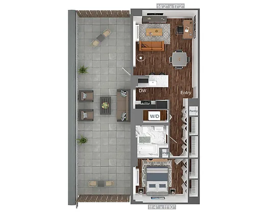 Floor plan A12-PH05-777sq-terrance