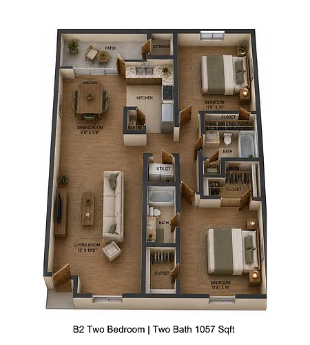 Floor plan 2 bedroom 2 bathroom