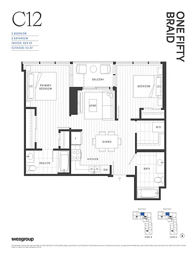 Floor plan 2 Bed + 2 Bath - 407