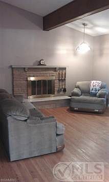 Living room with fireplace