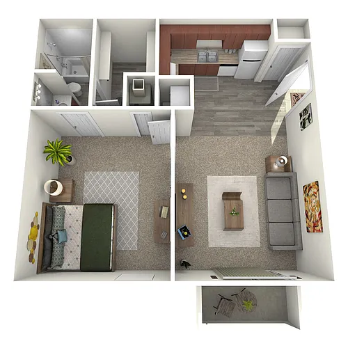 Floor plan Uptown - 1 Bed, 1 Bath Studio