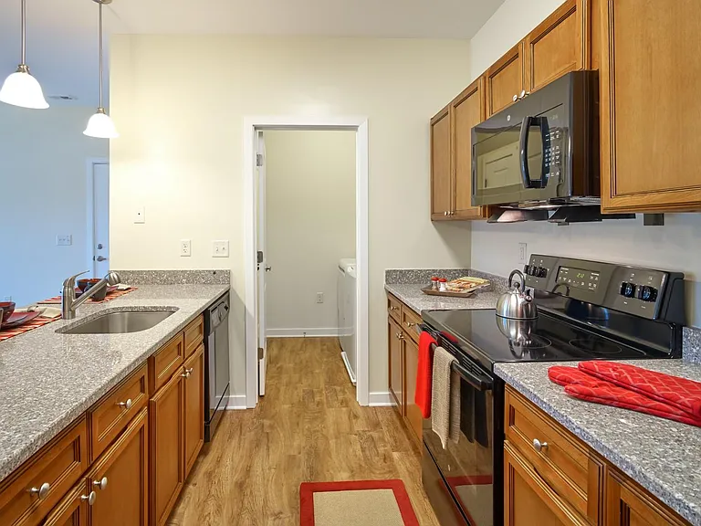 Kitchen with View into Laundry Room