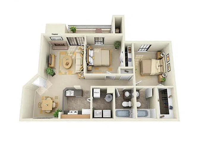 Floor plan Two Bedroom C1