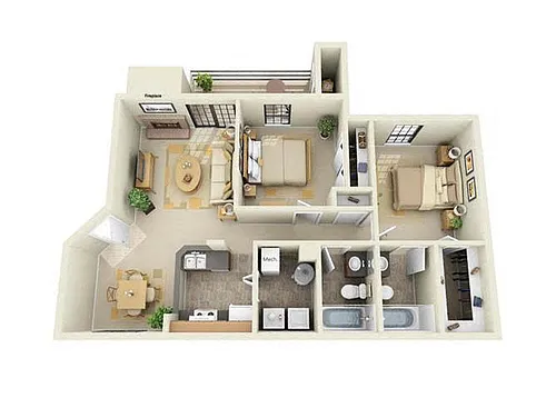 Floor plan Two Bedroom C1