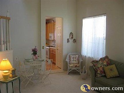 Living room with cathedral ceiling