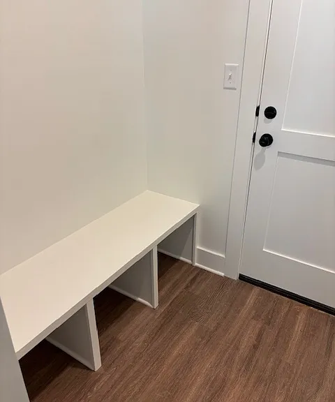 Mudroom from the entrance through the garage
