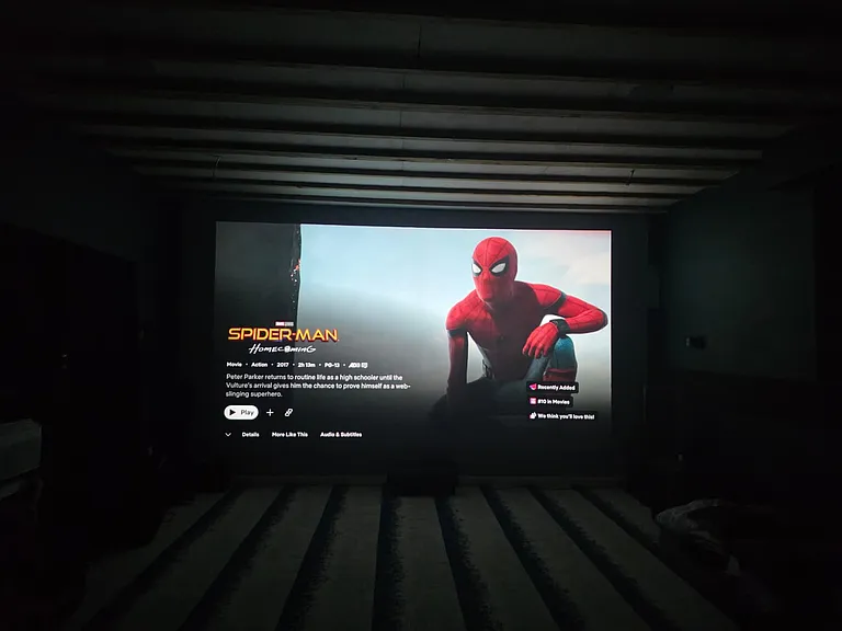 Theater room in basement. Projector screen is ready painted for 4K.
