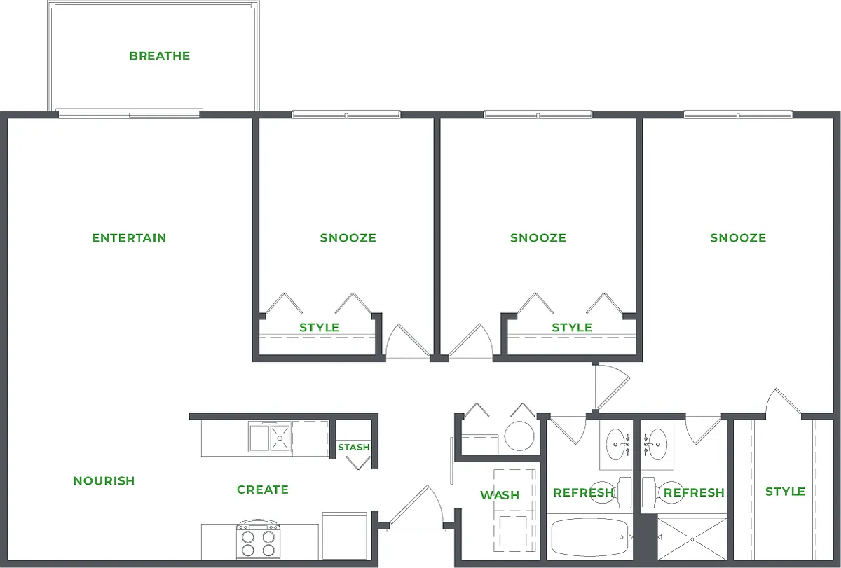 Floor plan 3 BEDROOM 2 BATHROOM (PHASE I)